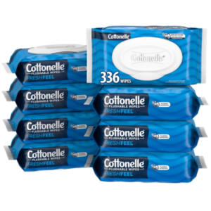 Cottonelle Fresh Feel Flushable Wet Wipes, Adult Wet Wipes, 8 Flip-Top Packs, 42 Wipes Per Pack (336 Total Wipes)